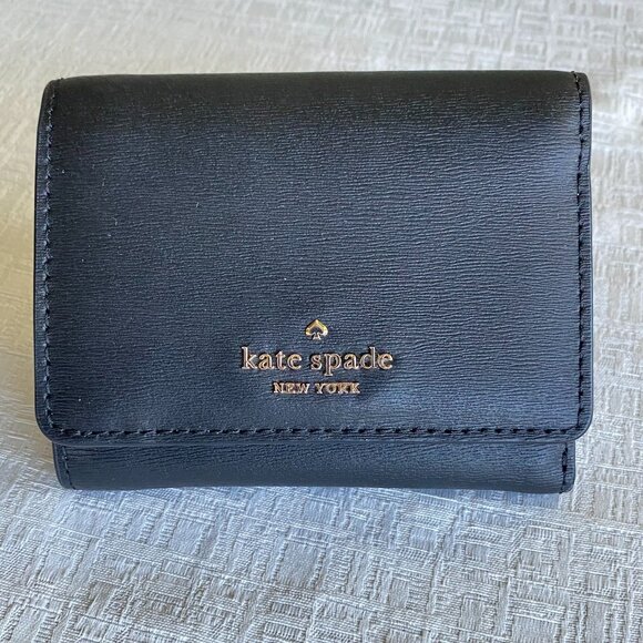 Kate Spade Connie Leather Trifold Black Wallet - Picture 1 of 8